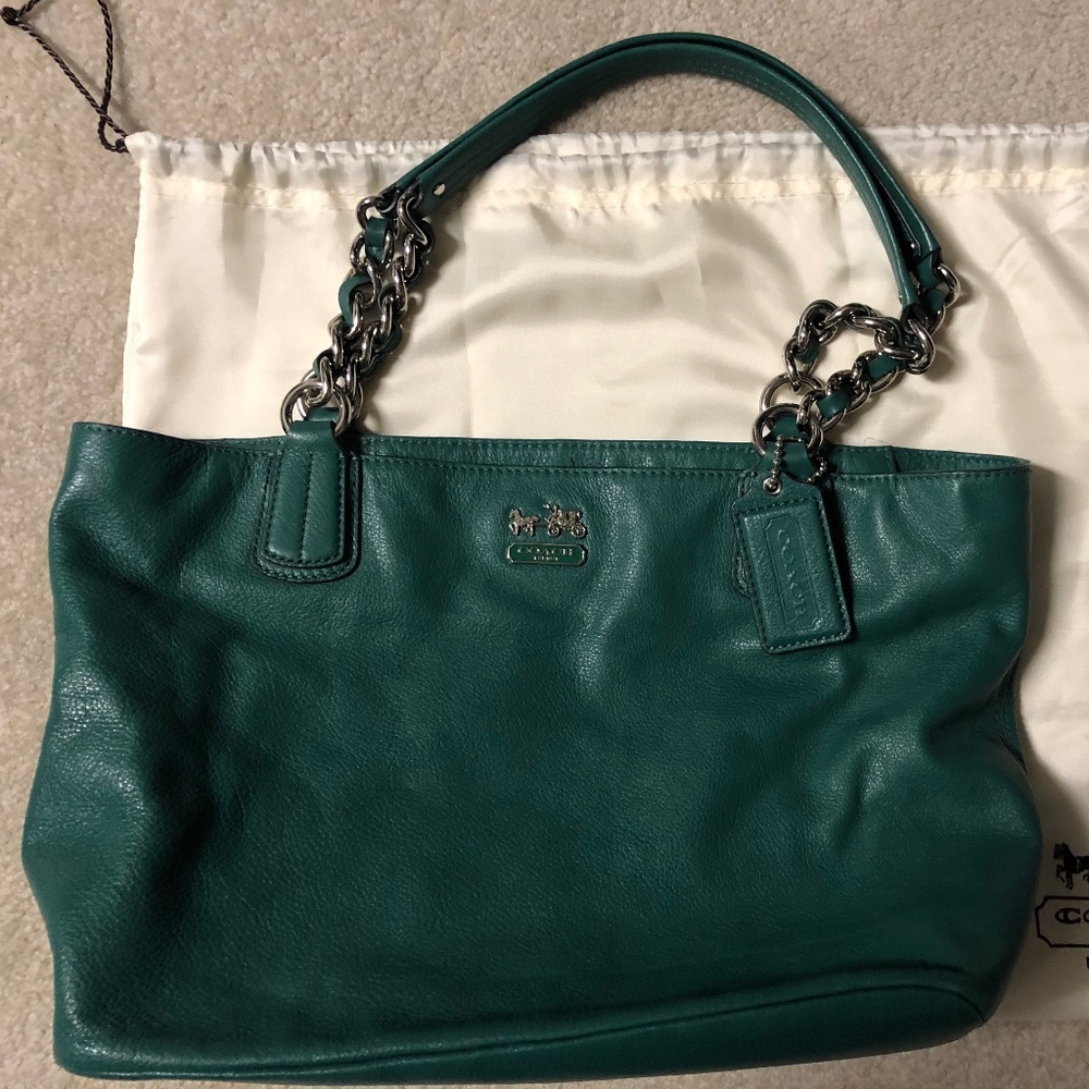 Coach Shoulder Leather Purse Green